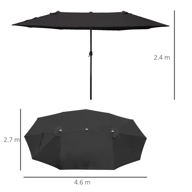 Ombrellone da Giardino Doppio 460x270x240 cm in Acciaio e Poliestere Nero-3