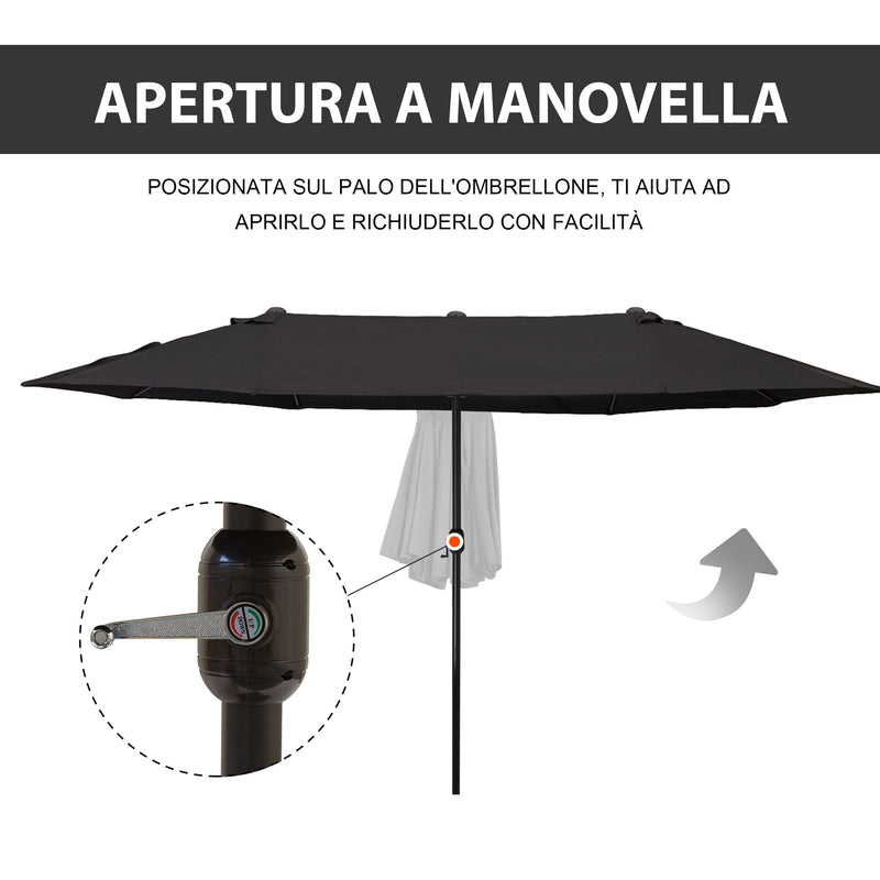 Ombrellone da Giardino Doppio 460x270x240 cm in Acciaio e Poliestere Nero-6