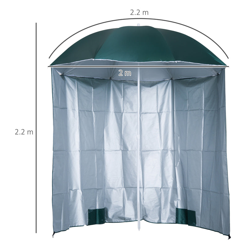 Ombrellone da Giardino Ø2,2m in Metallo con Tenda Parasole Verde Scuro-3