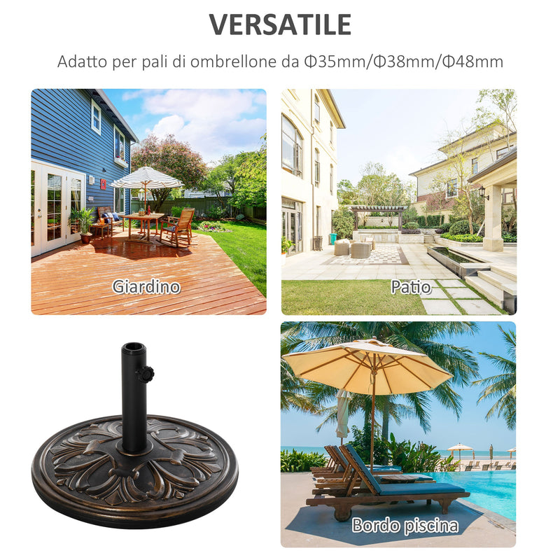 Base per Ombrellone da Giardino 13kg Regolabile in Cemento e Bronzo Ø48 cm -6