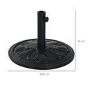 Base per Ombrellone da Giardino Ø48 cm in Plastica 13 Kg Nero-3