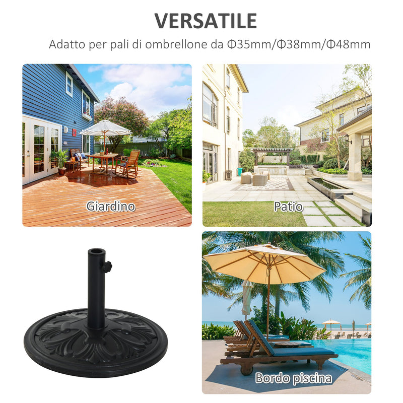 Base per Ombrellone da Giardino Ø48 cm in Plastica 13 Kg Nero-6