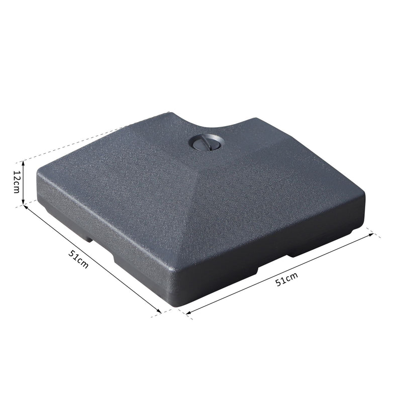 Base per Ombrellone da Giardino Riempibile a Croce 80-120 Kg Nero 51x51x12 cm -3