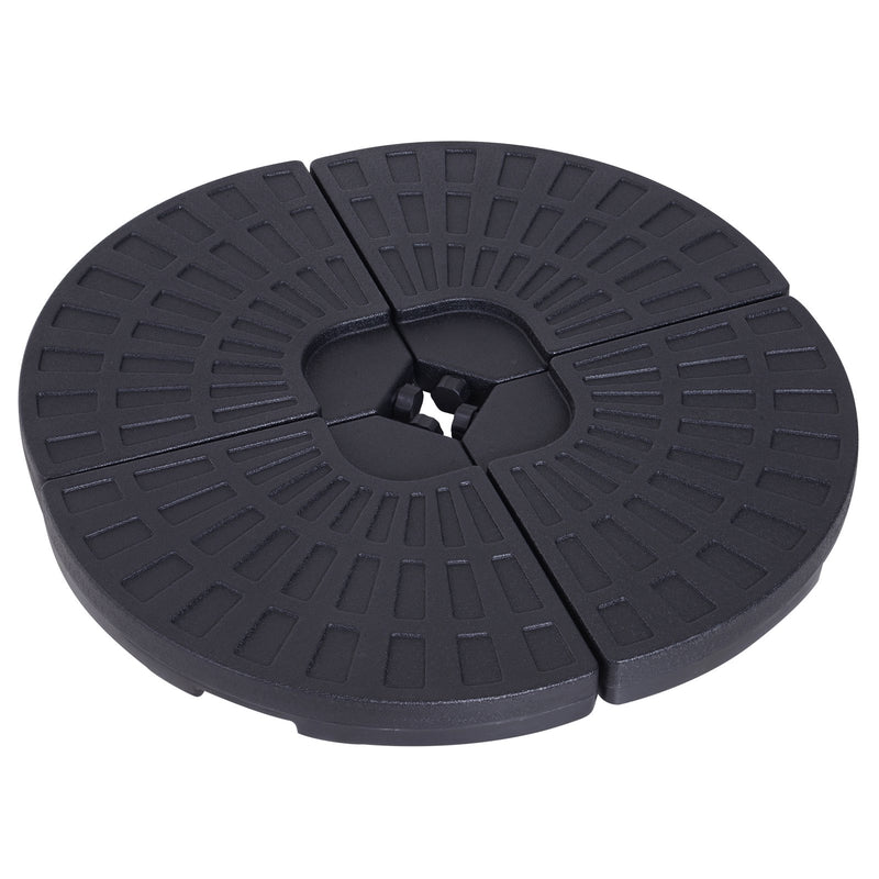 Base per Ombrellone 4 Pezzi Componibili Max 17L in HDPE Nero 48x48x8 cm -1