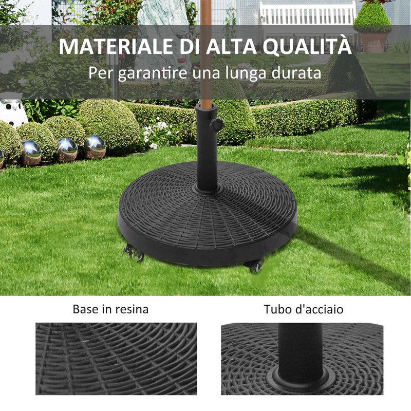 Base per Ombrellone da Giardino 25 Kg in Resina e Acciaio Nero Ø52x41 cm -5