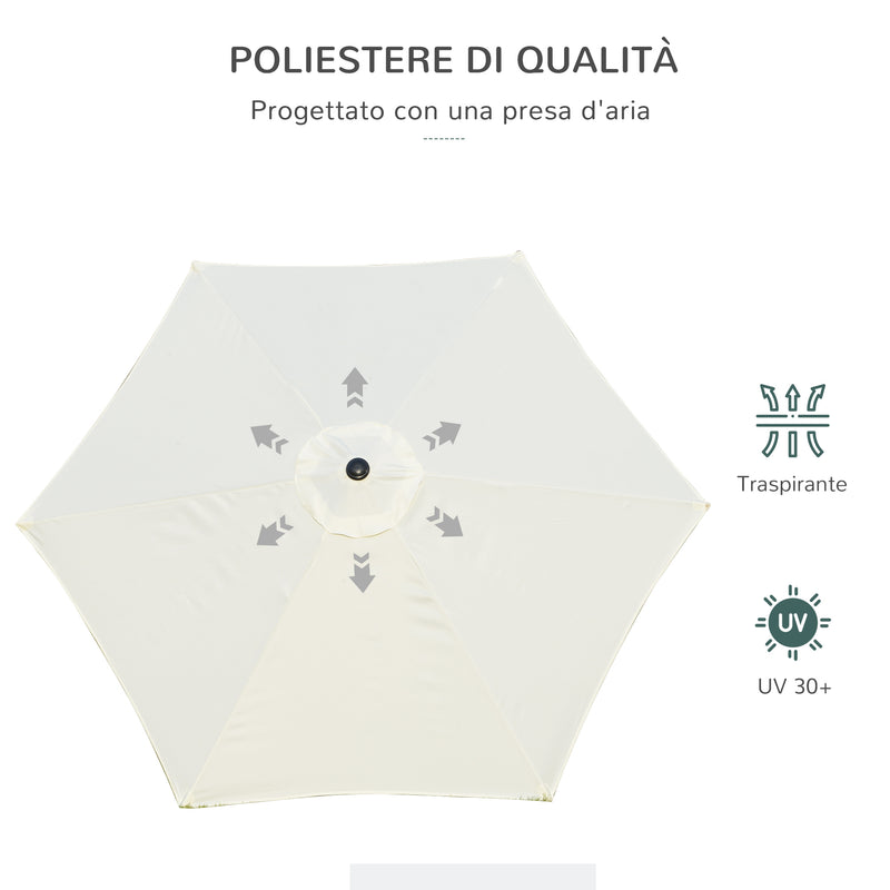 Ombrellone da Giardino Ø2,6m in Metallo e Poliestere Bianco Crema-7