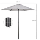 Ombrellone da Giardino Ø196 cm in Alluminio e Poliestere Grigio Chiaro-3