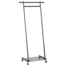 Stander Appendiabiti con Ripiano in Metallo Nero 68x41x155 cm -1