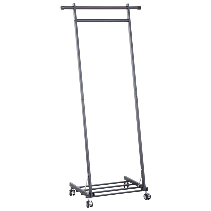 Stander Appendiabiti con Ripiano in Metallo Nero 68x41x155 cm -1