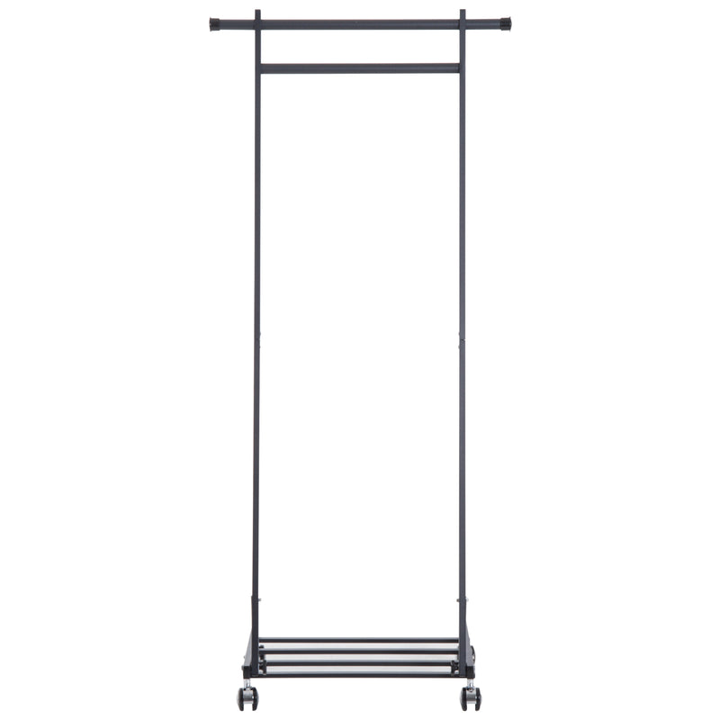 Stander Appendiabiti con Ripiano in Metallo Nero 68x41x155 cm -5