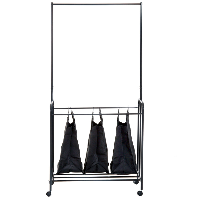 Stender Appendiabiti con Carrello Lavanderia Nero 84x41x172 cm -9