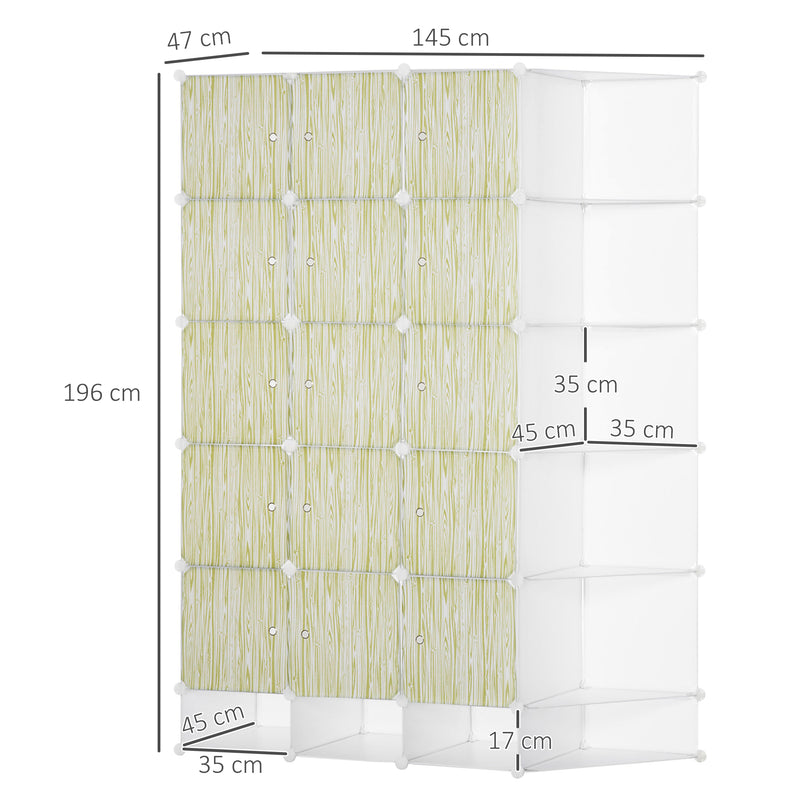 Scarpiera Modulare 145x47x196 cm Pannelli a Cubo e Triangolo in PP e Acciaio-3