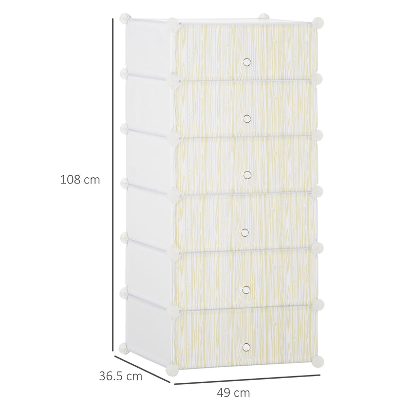 Scarpiera Modulare 45x36,5x108 cm 6 Cubi in Plastica e Acciaio Bianco-3