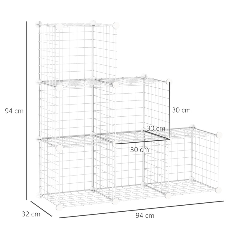 Scarpiera Modulare 94x32x94 cm 6 Cubi in Plastica e Acciaio Bianco-3