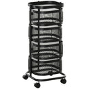 Carrello Portavivande da Cucina 4 Cestelli 1 Ripiano 33x33x77 cm con Ruote in Acciaio Nero-1