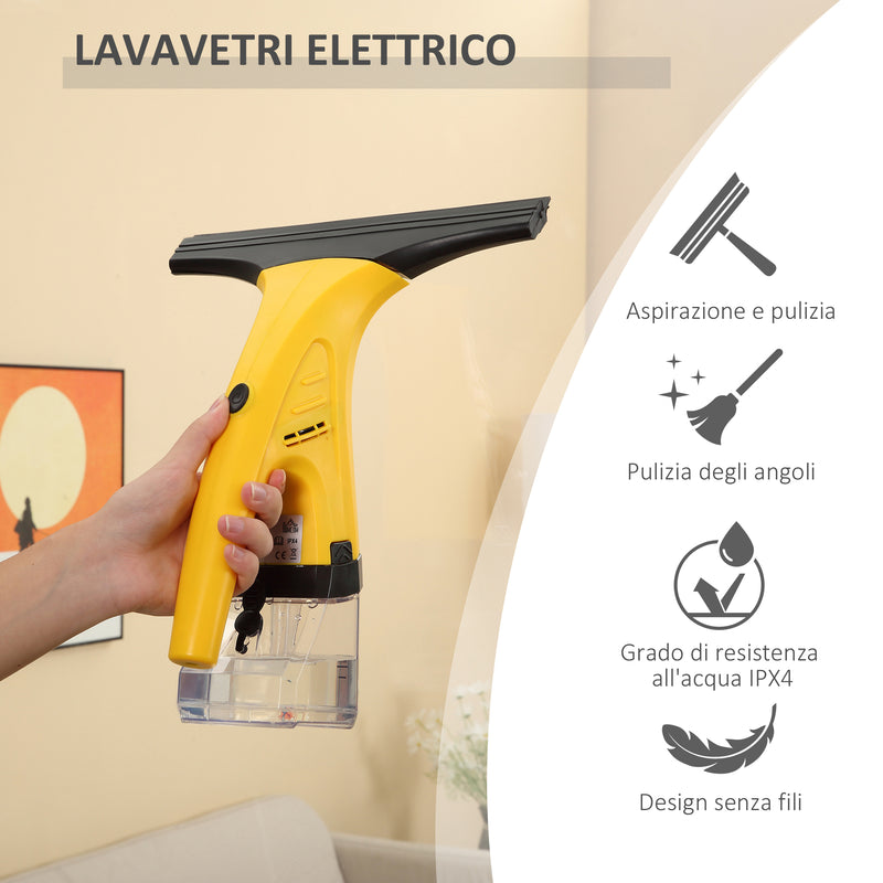 Lavavetri Aspiragocce a Batteria Ricaricabile con Spruzzino Giallo-4