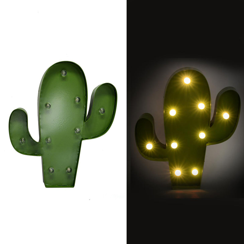 Cactus in metallo verde con led cm 25,5x30,5x5-2