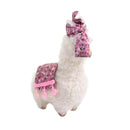 Pupazzo Lama bianco con fiocco fiorellini rosa cm 22x11xh33-2