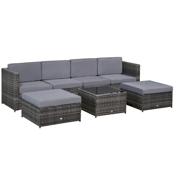 prezzo Garden Lounge Set Sofa 2 Hocker und Couchtisch aus grauem Rattan