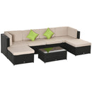 Set Salotto da Giardino in Polyrattan Divano 2 Poltrone  Virginia Nero e Beige-1