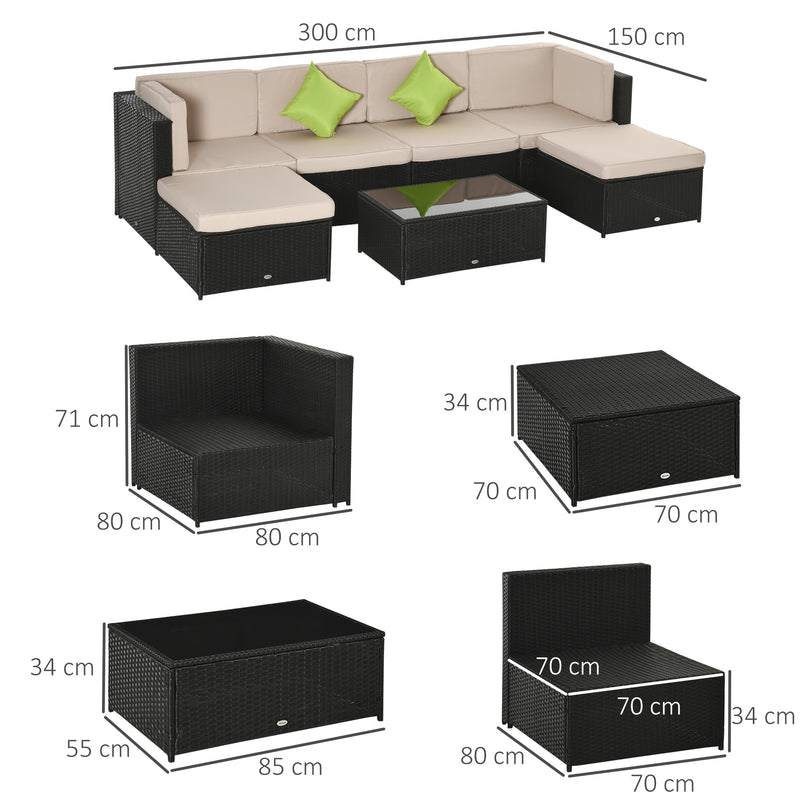 Set Salotto da Giardino in Polyrattan Divano 2 Poltrone  Virginia Nero e Beige-3