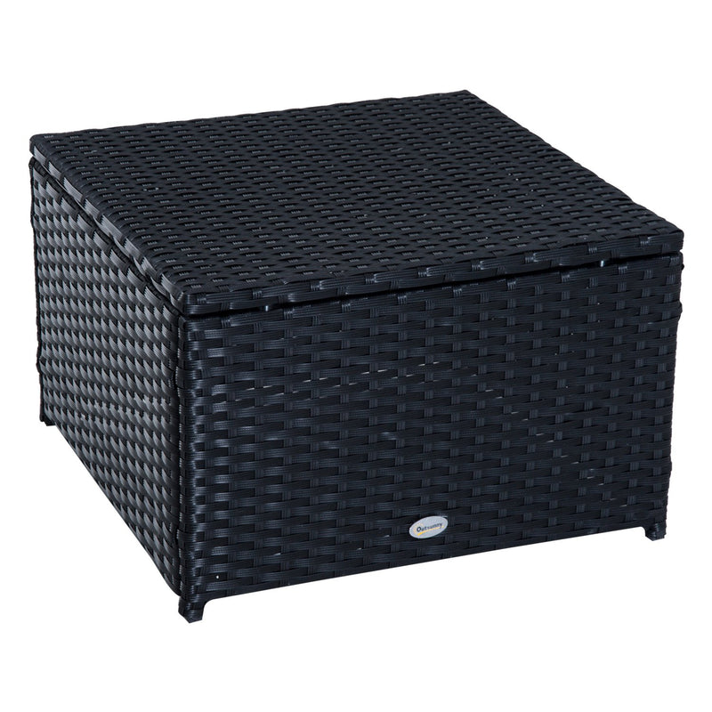 Set Salotto da Giardino in Rattan Sintetico Divano Pouf e Tavolino con Cuscini Nero -10