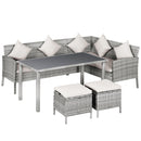 Set Salotto da Giardino in Rattan 2 Divani Angolari Tavolino 2 Sgabelli  Grigio-1