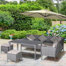 Set Salotto da Giardino in Rattan 2 Divani Angolari Tavolino 2 Sgabelli  Grigio-2