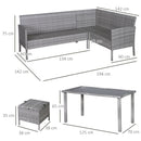 Set Salotto da Giardino in Rattan 2 Divani Angolari Tavolino 2 Sgabelli  Grigio-3