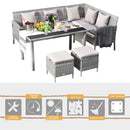 Set Salotto da Giardino in Rattan 2 Divani Angolari Tavolino 2 Sgabelli  Grigio-4