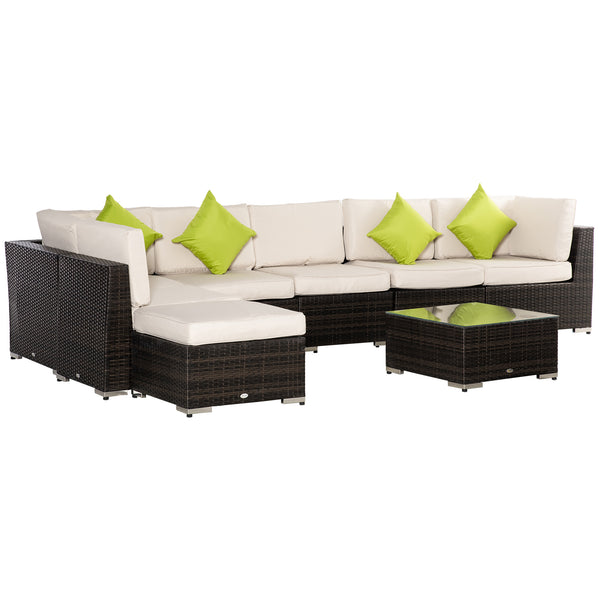 sconto Garden Lounge Set Ecksofa, Couchtisch und Fußhocker aus mehrfarbigem Rattan