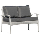 Divano 2 Posti da Giardino 120x63x77 cm in Rattan con Cuscini Bianco e Grigio-1