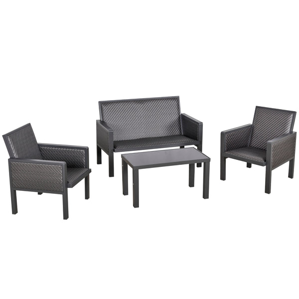 sconto Garden Lounge Set Sofa 2 Sessel und Couchtisch aus grauem Rattan