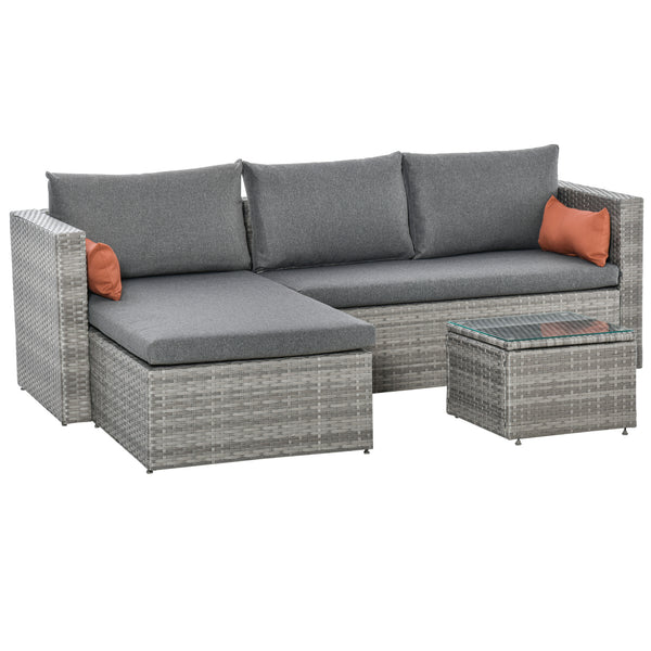 Set aus 2 Sofas und Garten-Couchtisch aus grauem Rattan prezzo