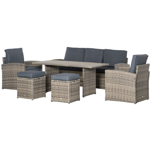 online Garden Lounge Set Sofa 2 Sessel 2 Hocker und Couchtisch aus grauem Polyethylen-Rattan