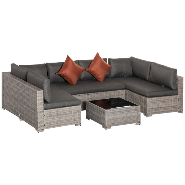 sconto Garden Lounge Set Sofa 2 Sessel und Couchtisch aus grauem Polyethylen-Rattan