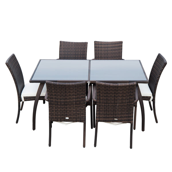 Set aus Tisch und 6 Gartenstühlen aus synthetischem Rattan und braunem Glas acquista