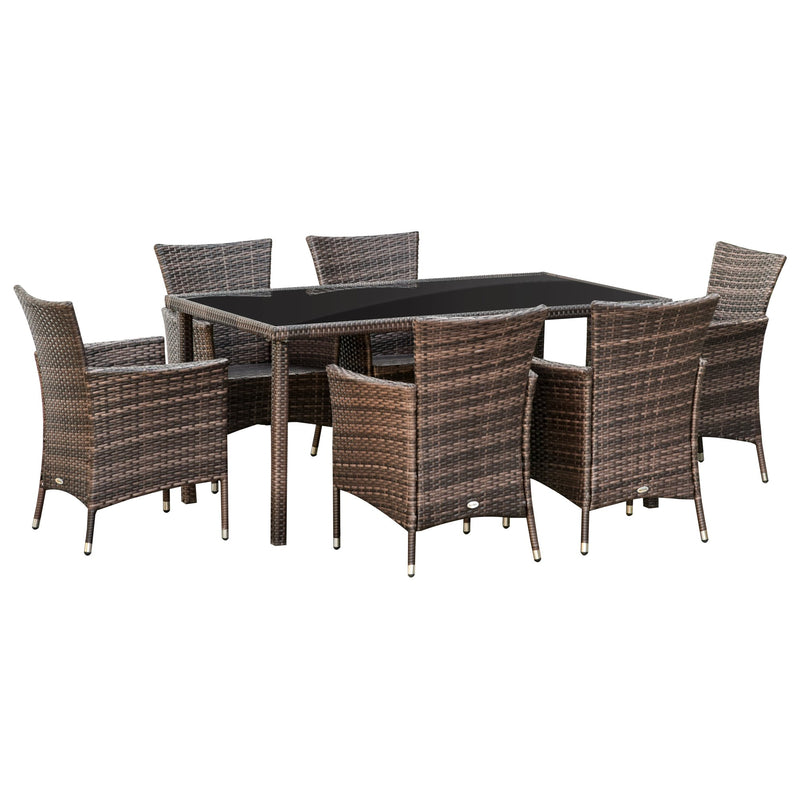 Set  Tavolo con 6 Sedie da Giardino in Rattan Marrone-4