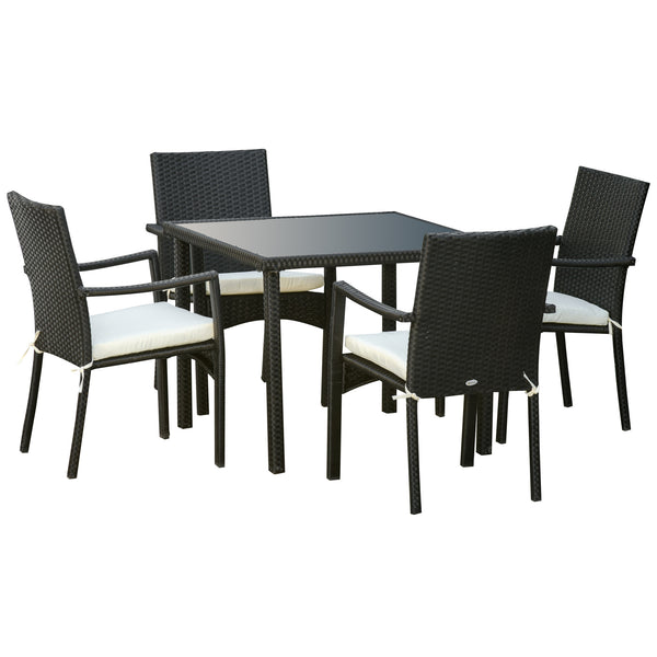 prezzo Gartentisch und 4 Stühle aus schwarzem Rattan