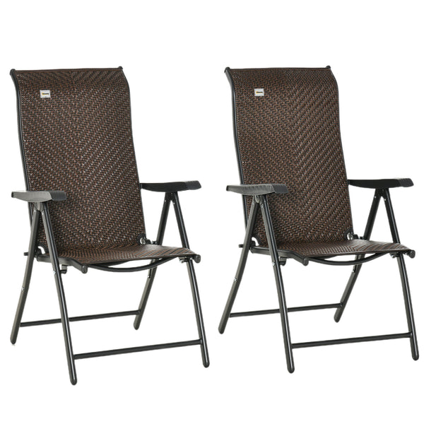 acquista Set mit 2 Gartenstühlen aus rotem und schwarzem Polyethylen-Rattan und Stahl