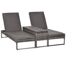 Set 2 Lettini Prendisole con Tavolino in Rattan  Grigio-1