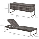 Set 2 Lettini Prendisole con Tavolino in Rattan  Grigio-3