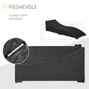 Lettino Prendisole Pieghevole da Giardino 198x68x50 cm in Rattan Nero e Bianco Crema-5