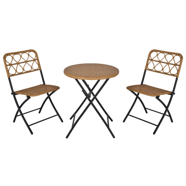Set aus Couchtisch und 2 klappbaren Gartenstühlen aus Rattan und Stahl acquista