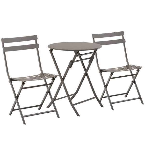 Set aus Couchtisch und 2 klappbaren Gartenstühlen aus braunem Stahl sconto