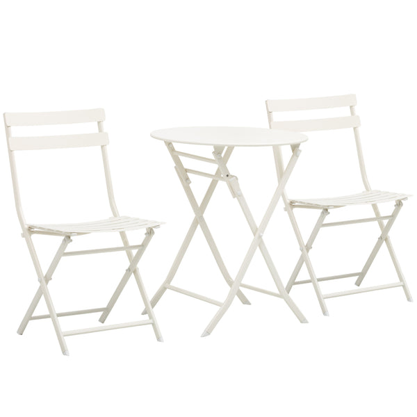 Set aus Couchtisch und 2 klappbaren Gartenstühlen aus weißem Stahl online