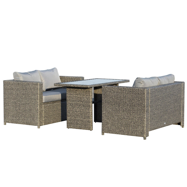 acquista Garden Lounge Set 2 Sofas 1 Tisch aus grau-schwarzem Rattan