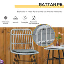 Set Tavolino e 2 Sedie in Rattan Polietilene Grigio-4