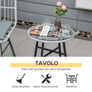 Set Tavolino e 2 Sedie in Rattan Polietilene Grigio-6