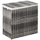 Cesto Portabiancheria Pieghevole 57x34x60 cm in Rattan con Sacco Grigio-1